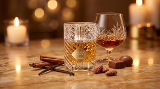Angels' Share by Kilian decant in a warm, candlelit date-night setting with cognac and spices, Fragmentum